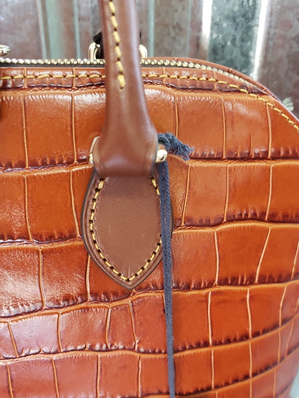 NWT Dooney & Bourke Croc-Embossed Leather ZIP ZIP Satchel in Cognac Brown - Picture 6 of 11
